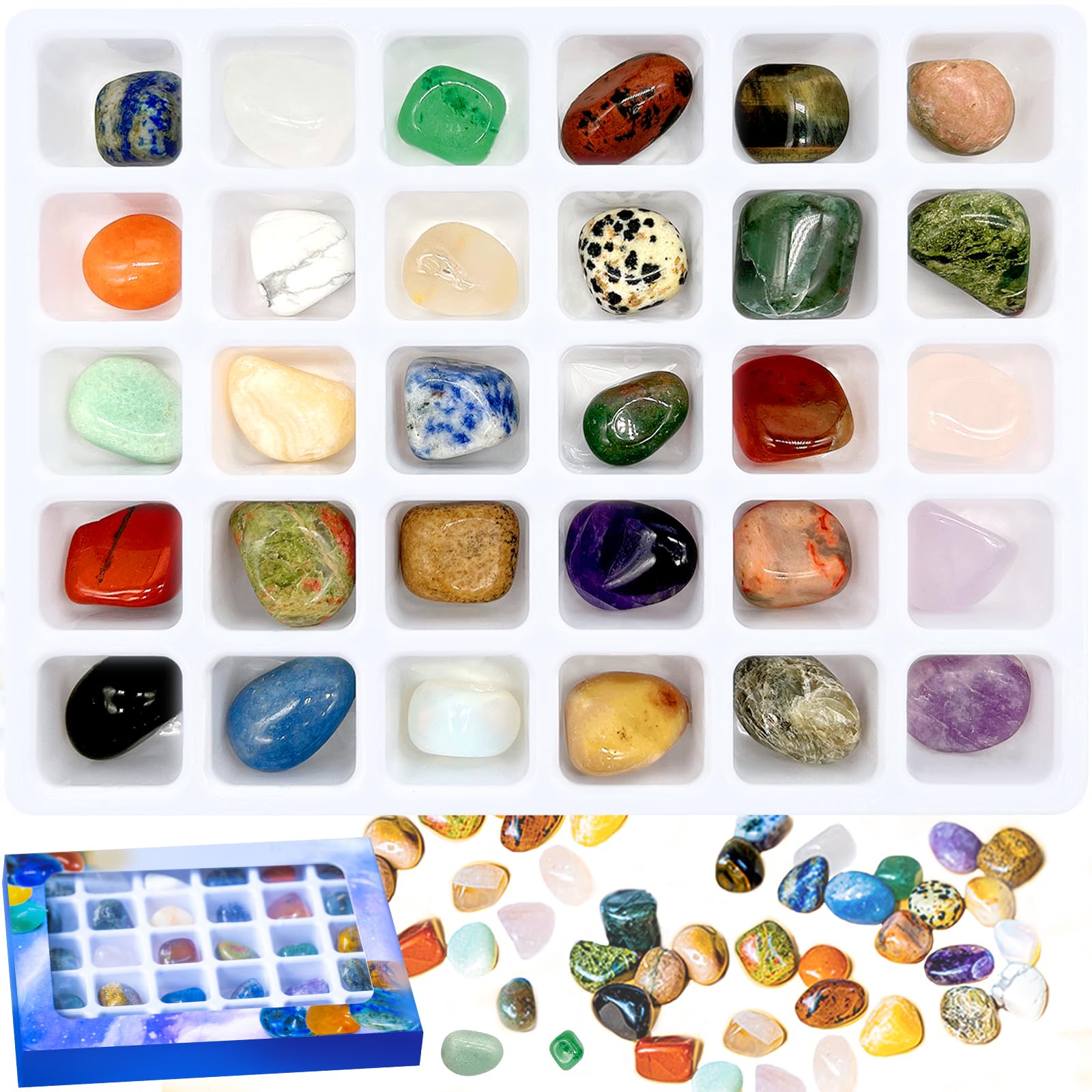 Yauhar 30 Pcs Gemstones & Crystals Educational Collection Gift Box